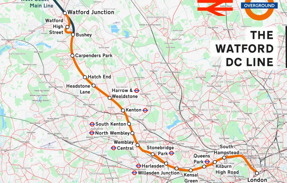London to Watford Junction Route Map