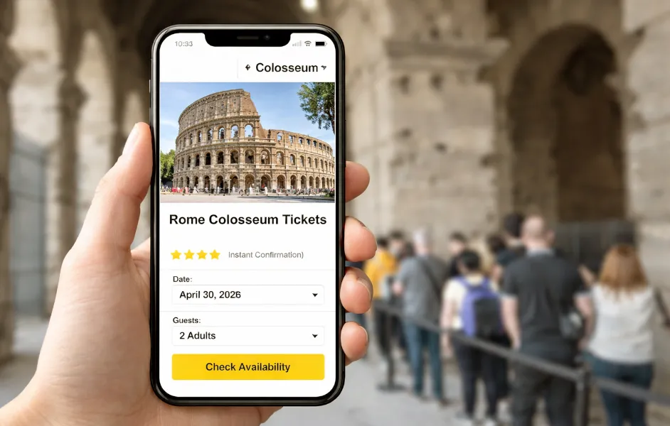 Rome Colosseum Tickets on a mobile screen
