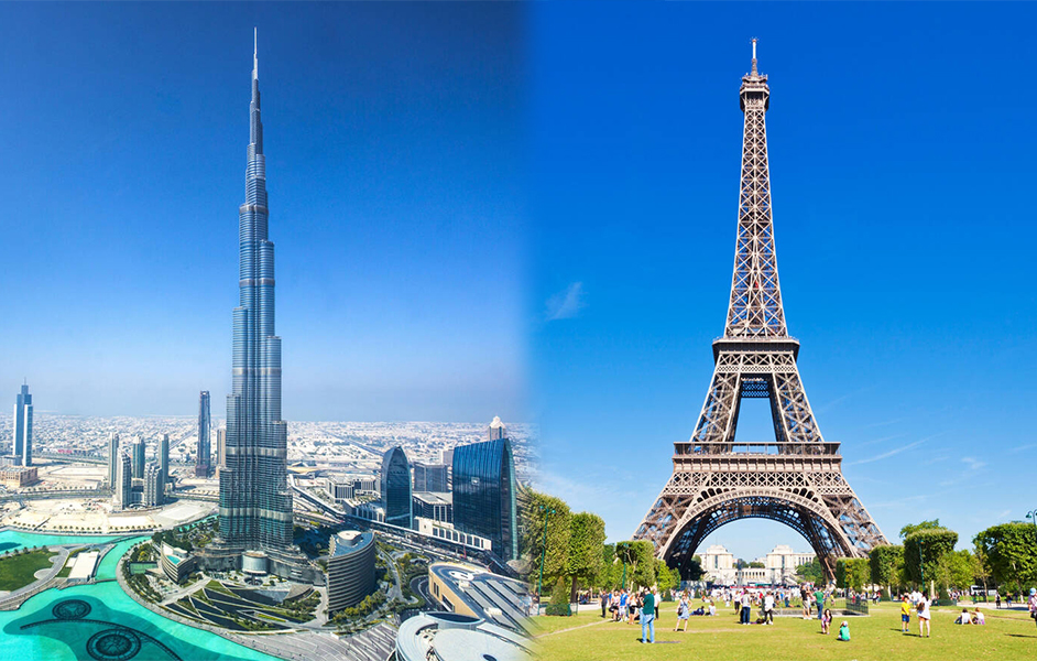 Burj Khalifa vs Eiffel Tower