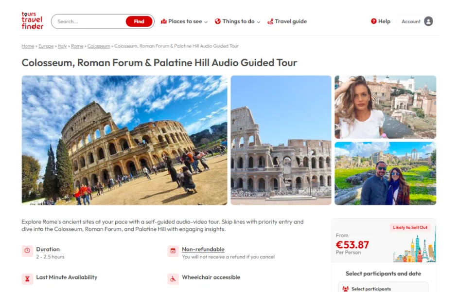 TTF Booking page