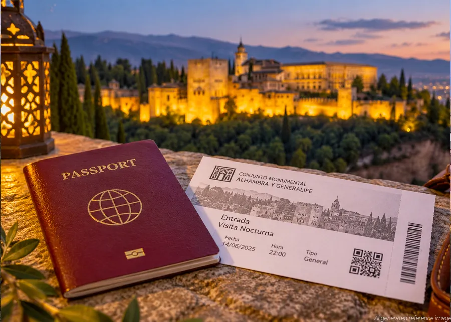 Passport and Alhambra ticket